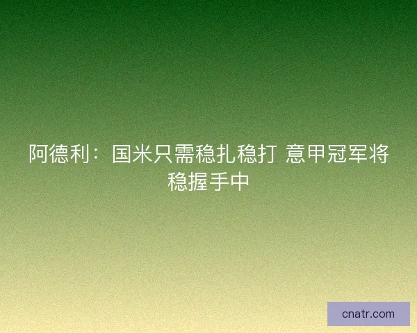 阿德利:国米只需稳扎稳打 意甲冠军将稳握手中 阿德利:国米只需稳扎稳打 意甲冠军将稳握手中