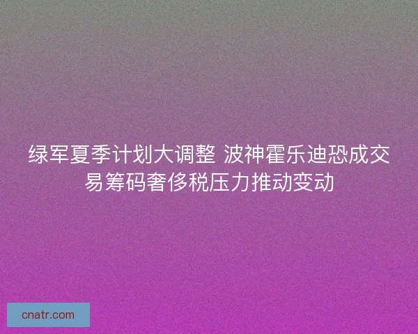 绿军夏季计划大调整 波神霍乐迪恐成交易筹码奢侈税压力推动变动